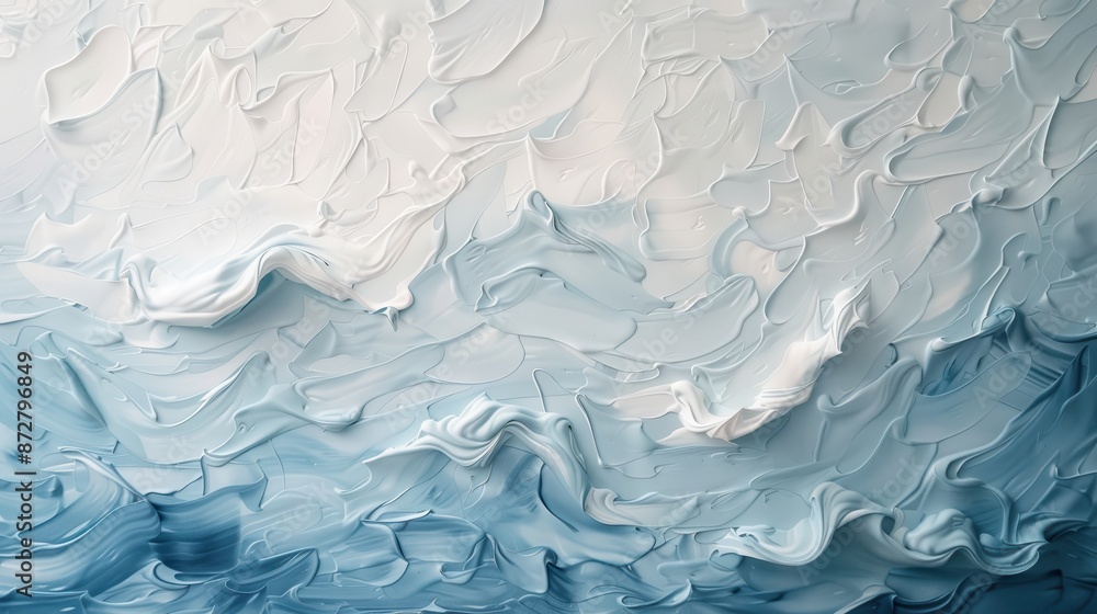 A painting of a wave with blue and white colors A painting of a wave with blue and white colors
