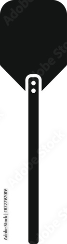 Long handle pizza peel standing up, in silhouette icon style