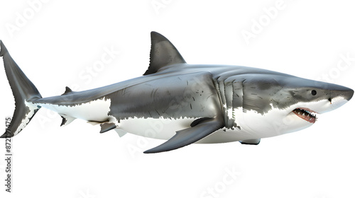 White shark isolated on transparent background