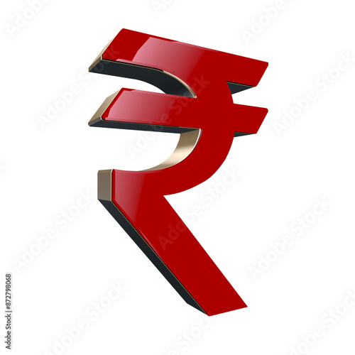 Indian Rupee Symbol in 3D Red and Golden-1 transparent budget graphics