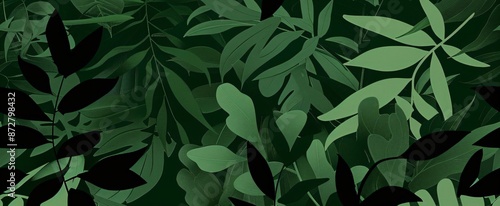 Wallpaper Mural green leaves on a black background Torontodigital.ca