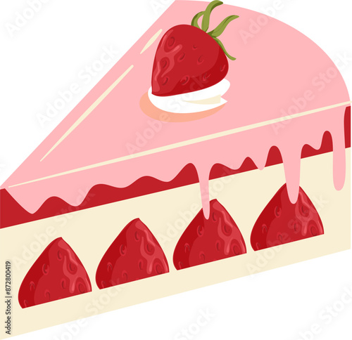 Cake slice Illustration. Slice of cake. Dessert clipart.