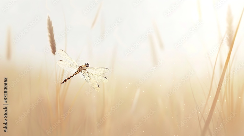 Soft Focus Image of Dragonfly Flying in Shallow Soft Focus Image of Dragonfly Flying in Shallow