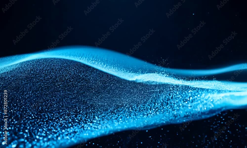 abstract blue wave background with particles