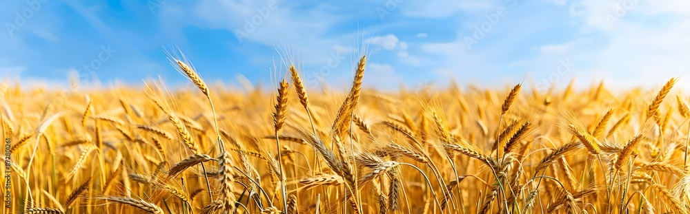 Golden Wheat Field Under Blue Sky Golden Wheat Field Under Blue Sky