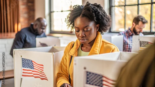 Black Woman Casting Her Vote in US Elections - Empowering Democracy