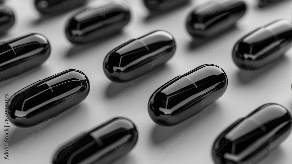 Monochrome Gel Capsules on Sleek Surface Monochrome Gel Capsules on Sleek Surface