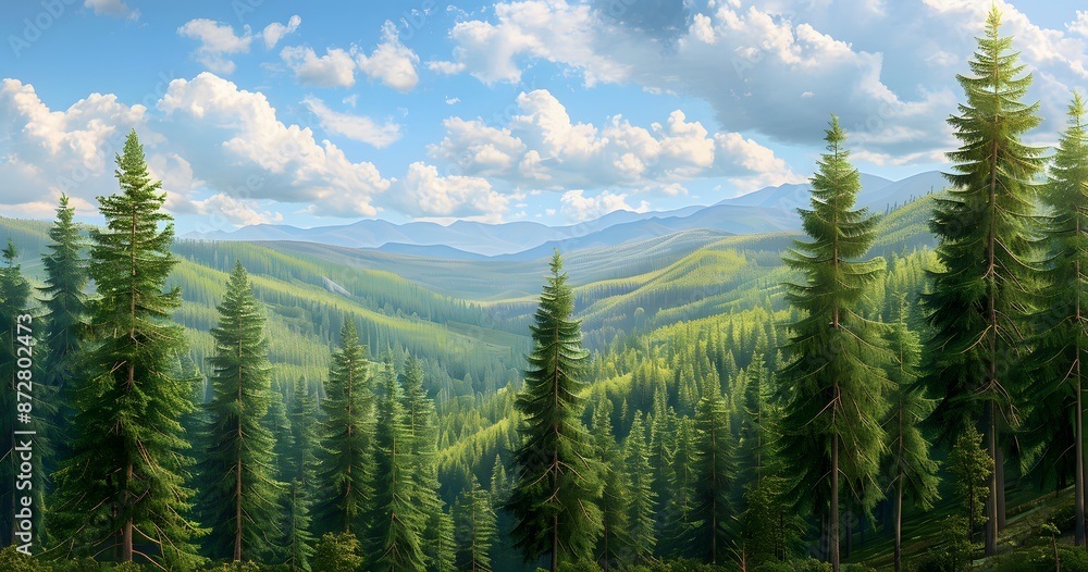 Carpathian Mountains Pine Forest Landscape Carpathian Mountains Pine Forest Landscape