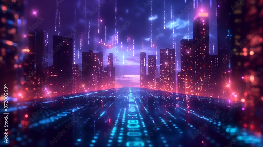 The image features a pink and blue digital city with elements of future technology and an alien-like aesthetic, set against a backdrop of pink and blue landscape and wallpaper. The image features a pink and blue digital city with elements of future technology and an alien-like aesthetic, set against a backdrop of pink and blue landscape and wallpaper.