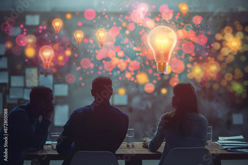 Marketing Team Brainstorming Innovative Ideas with Illuminating Concept Visuals