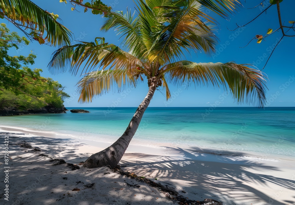 Fototapeta premium Palm Tree Archway on Tropical Beach in Guadeloupe