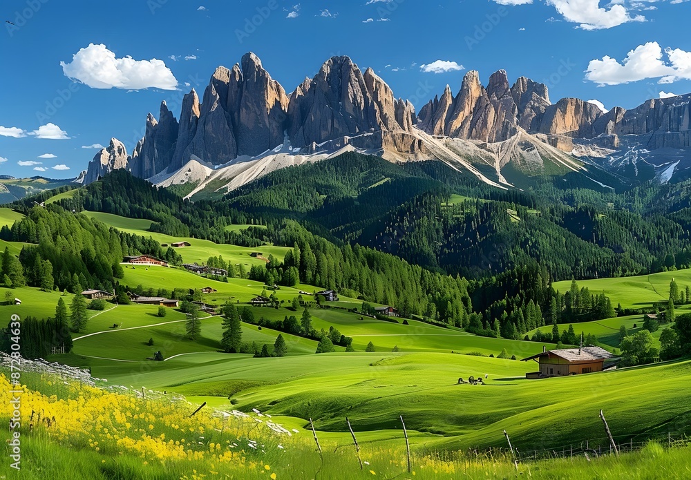 Panoramic View of the Dolomites Mountains Panoramic View of the Dolomites Mountains