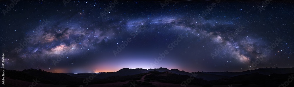 Milky Way Galaxy Over Mountains At Night Milky Way Galaxy Over Mountains At Night