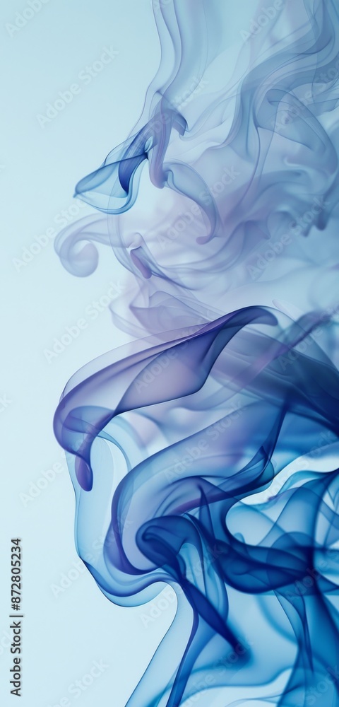 Fototapeta premium Blue and white smoke swirls in abstract artistic style