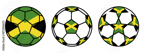set soccer ball Jamaica flag icon. football nation symbol design vector illustration