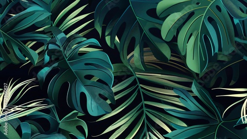 background with green leaf texture, cut leaf philodendron, swiss cheese plant, split leaf philodendron