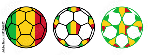 set soccer ball Mali flag icon. football nation symbol design vector illustration