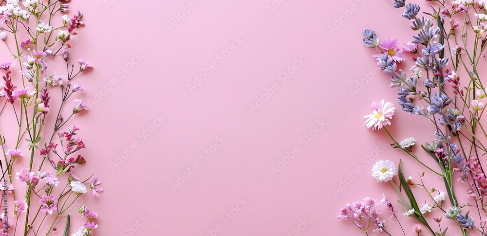 Delicate Pastel Flowers on Pink Background Delicate Pastel Flowers on Pink Background