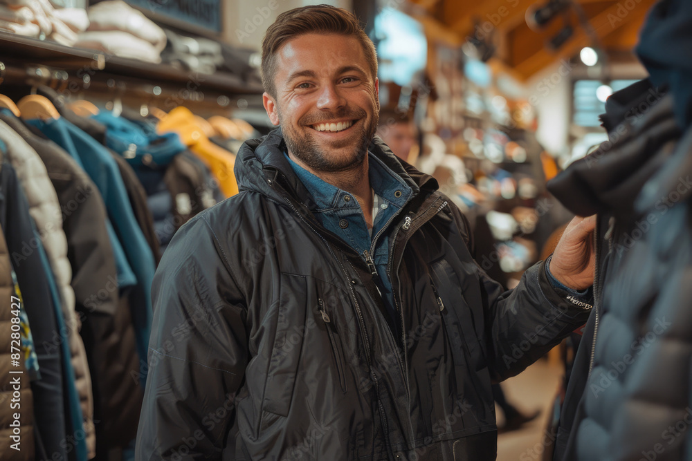 Obraz premium Men buy clothes in clothing stores