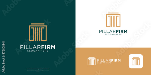 Simple pillar justice logo design. Abstract column law firm symbol logo vector.