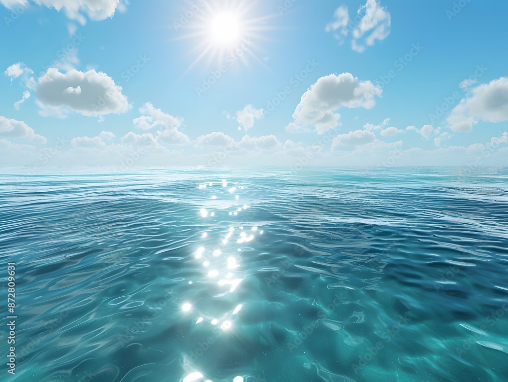 Fototapeta premium Serene Ocean Landscape With Bright Sun