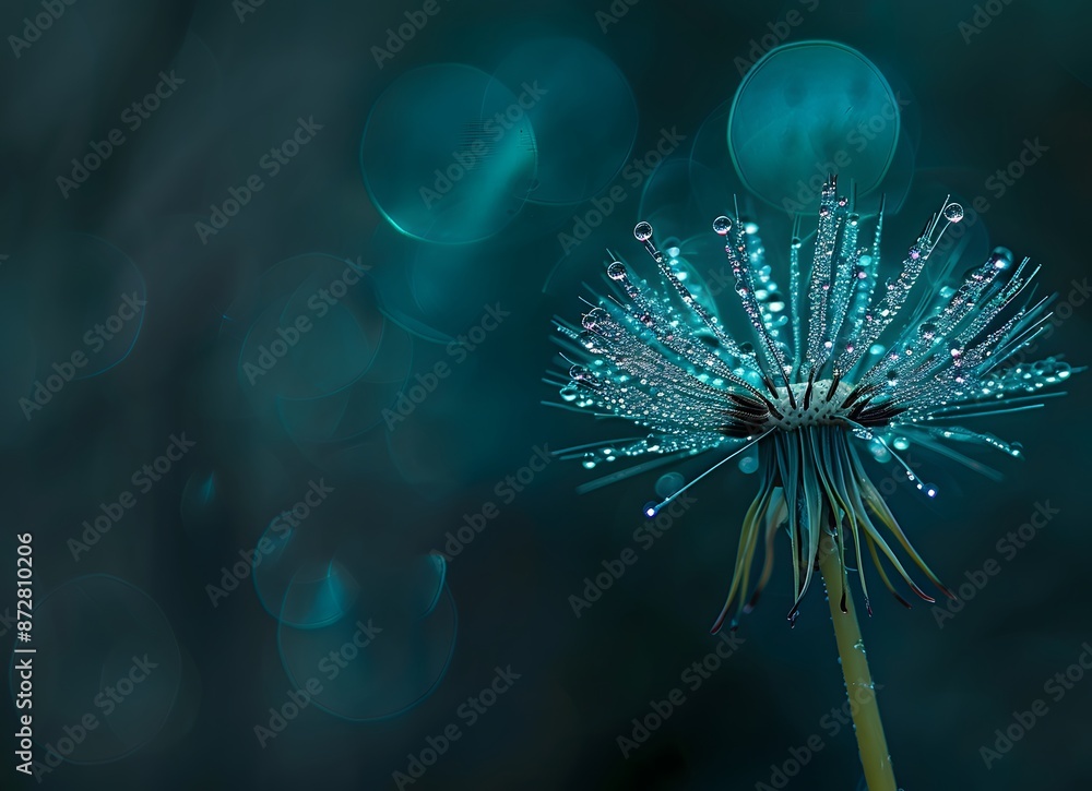 Fototapeta premium Delicate Dandelion Seed with Water Droplets