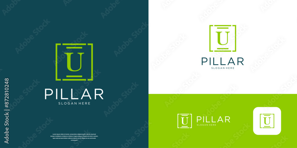 Letter U pillar or justice symbol logo design inspiration. Letter U pillar or justice symbol logo design inspiration.