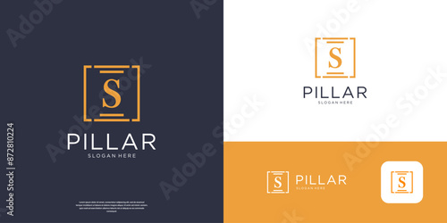 Letter S pillar justice law firm logo vector illustration.