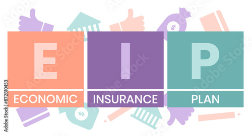 EIP economic insurance plan acronym. business concept background. Vector illustration for website banner, marketing materials, business presentation