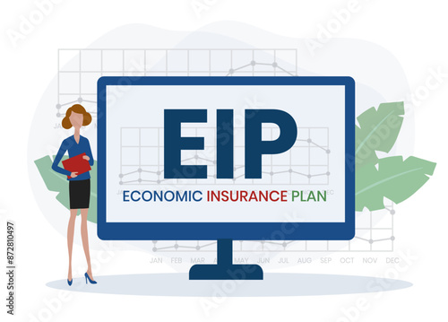 EIP economic insurance plan acronym. business concept background. Vector illustration for website banner, marketing materials, business presentation