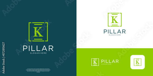Letter K pillar symbol logo design law firm.