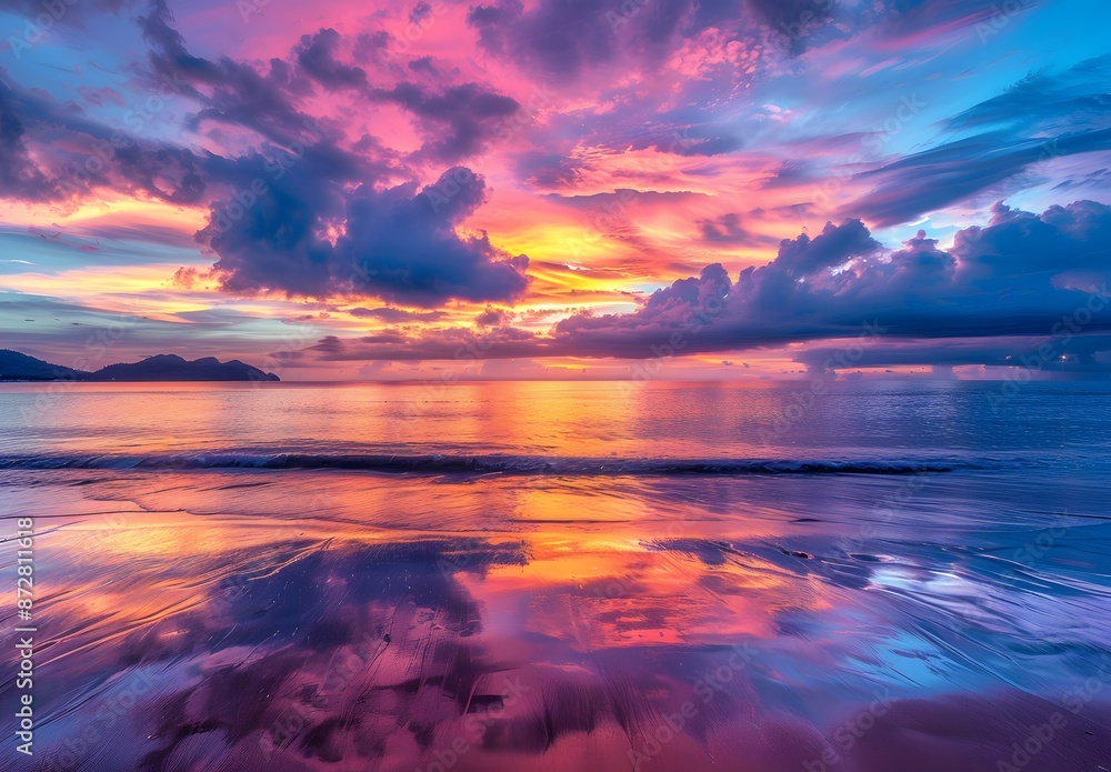 Phuket Sunset: Pink & Purple Clouds Reflecting on Calm Waters Phuket Sunset: Pink & Purple Clouds Reflecting on Calm Waters