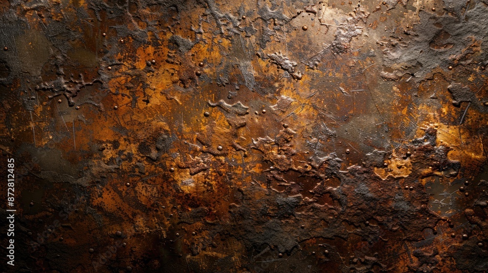 Rusty metal plate with textured brown and dark tones Rusty metal plate with textured brown and dark tones