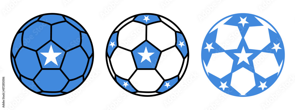 set soccer ball Somalia flag icon. football nation symbol design vector illustration set soccer ball Somalia flag icon. football nation symbol design vector illustration