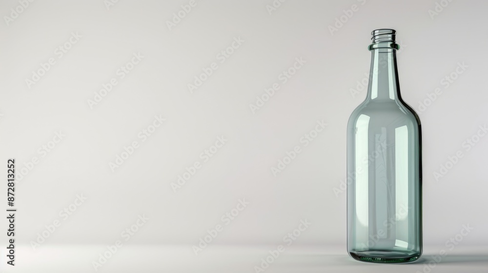 Bottle glass on white background with space for text Bottle glass on white background with space for text