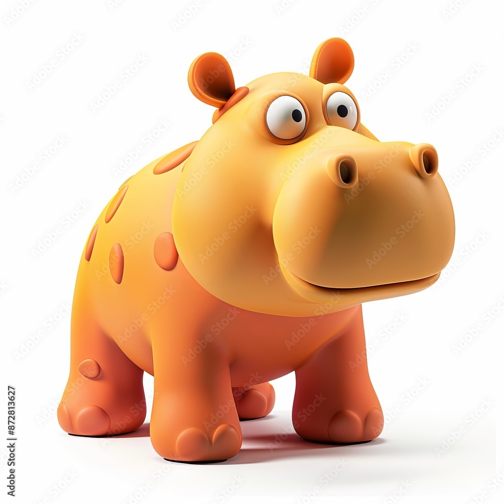 Minimalist 3D Cartoon Hippo - Cute and Lovable Animal Illustration Minimalist 3D Cartoon Hippo - Cute and Lovable Animal Illustration