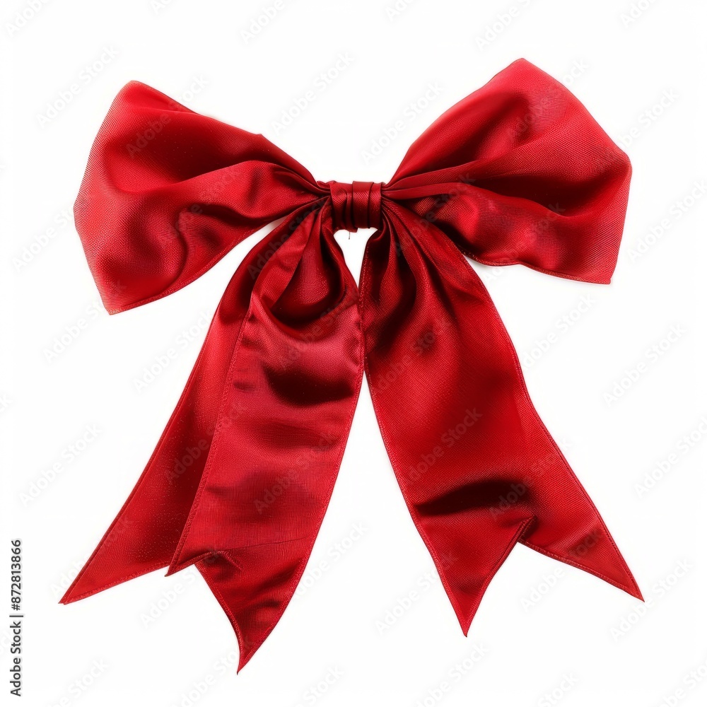 Red Bow Tied to Side of White Wall