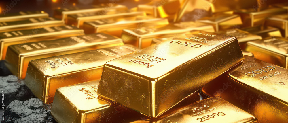 close up of gold bars stack close up of gold bars stack