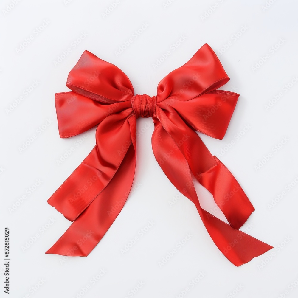 Fototapeta premium Close Up of a Red Bow on White Background