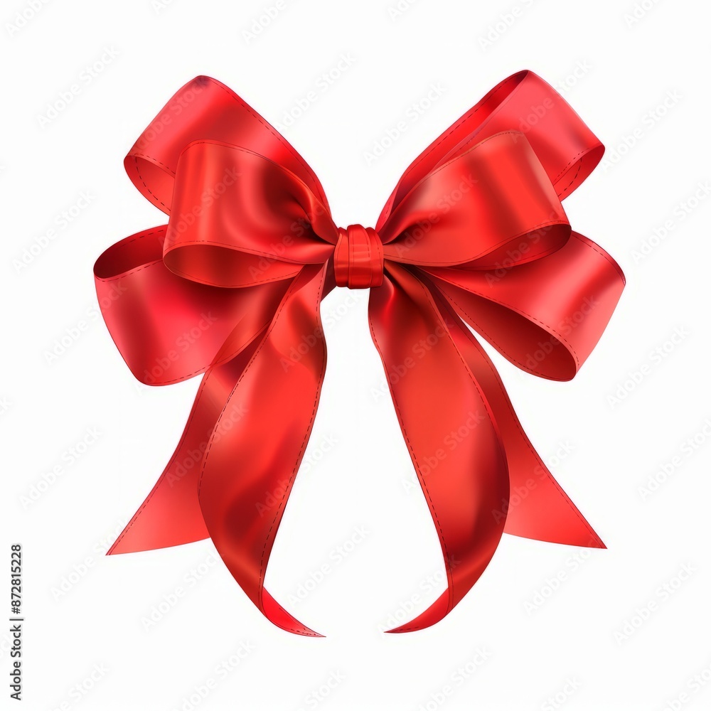 Fototapeta premium Red Bow on White Background
