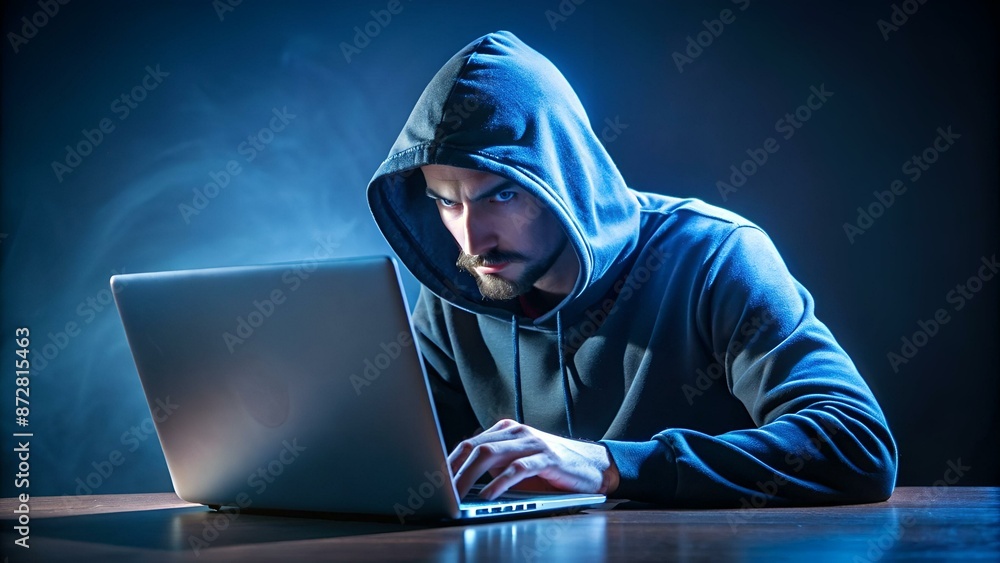 Hacker typing on a laptop Hacker typing on a laptop