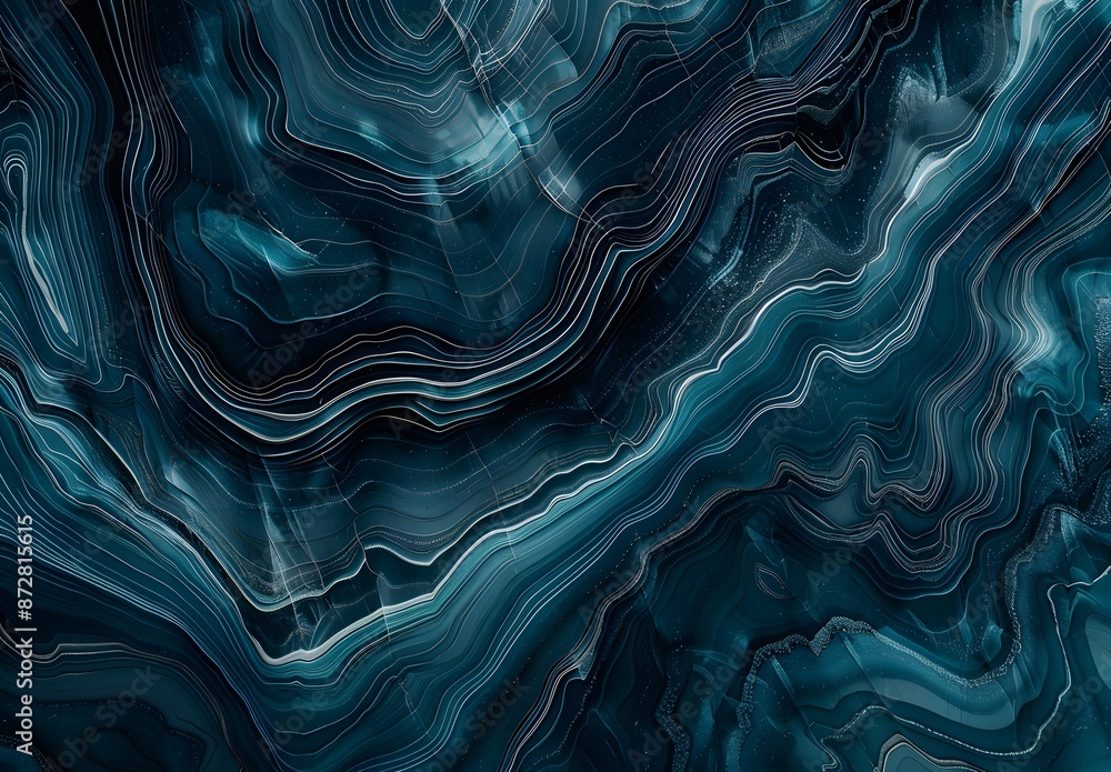 Obraz premium Abstract Wavy Lines Dark Blue Marble Texture