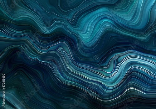 Abstract Blue Teal Wavy Lines Background