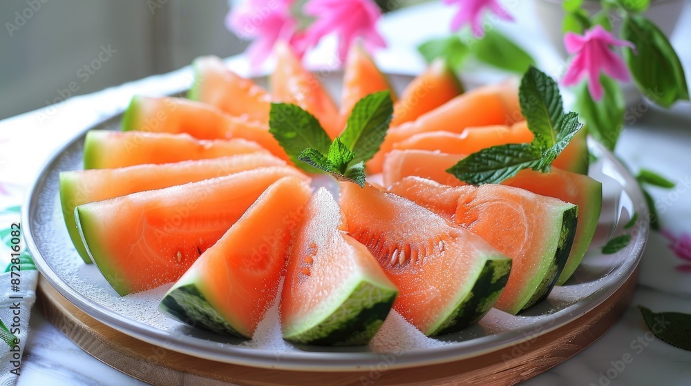 Easy and nutritious summer dessert idea with melon slices Easy and nutritious summer dessert idea with melon slices