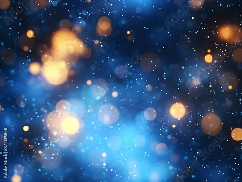 Abstract Blue Blurred Background with Bokeh Lights