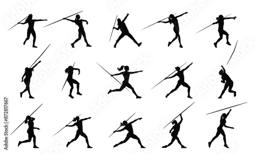 Woman javelin thrower silhouette