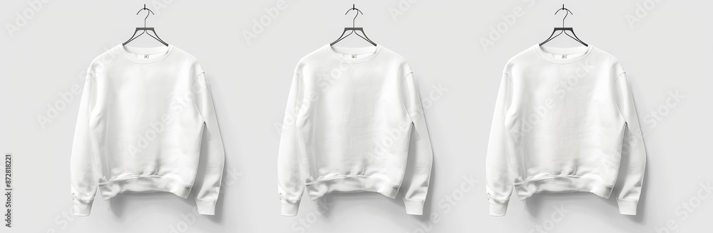 This is a mockup of white textile heather hanging on a hanger with a rope, for presentation design, showing the front and back views. This is a mockup of white textile heather hanging on a hanger with a rope, for presentation design, showing the front and back views.