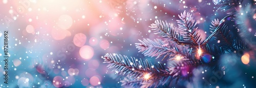 Wallpaper Mural Winter Wonderland: Abstract Christmas Tree Branch with Snowflakes Torontodigital.ca