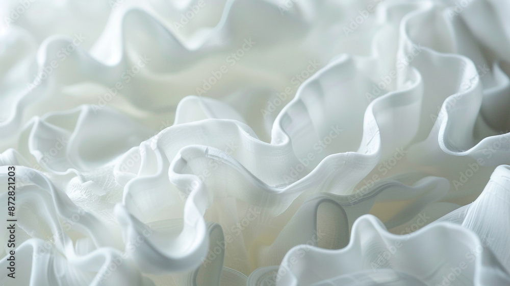 Elegant White Fabric with Delicate Ruffles Elegant White Fabric with Delicate Ruffles