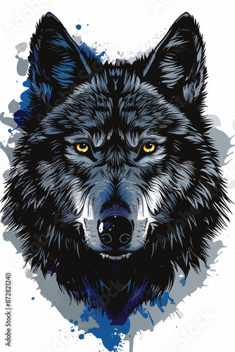 Black wolf head vector isolated animal